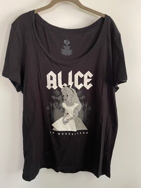 Disney Black T‑Shirt with White Neckline Logo Print